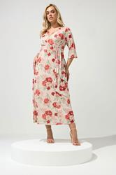 YOURS LONDON Plus Size Ivory White Floral Mesh Wrap Dress | Yours Clothing 3