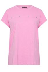 YOURS Curve Pink Stud Grown-On Sleeve T-Shirt
