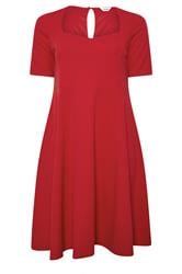 YOURS LONDON Robe patineuse mi-longue rouge