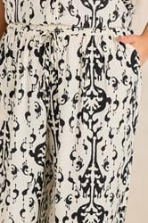 EVANS Plus Size Set White Abstract Print Blouse & Trouser | Evans 1