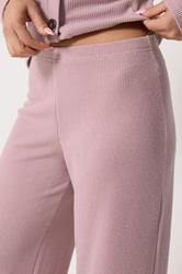 PixieGirl Petite Women's Light Pink Ribbed Wide Leg Trousers | PixieGirl 4