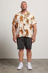 JACK & JONES Big & Tall Cream Tiger Print Resort Shirt | Badrhino 1