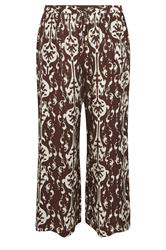 EVANS Curve Chocolate Brown Abstract Print Trousers