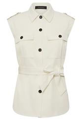 PixieGirl Petite Ivory White Belted Utility Shirt