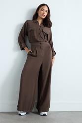 PixieGirl Petite Women's Chocolate Brown Wide Leg Jumpsuit | PixieGirl 3