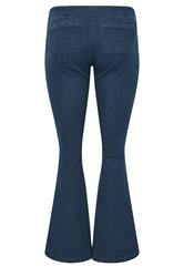 PixieGirl Petite Women's Indigo Blue Zip Front Kick Flare Jeans | PixieGirl  6