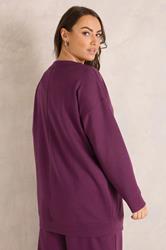 EVANS Plus Size Set Berry Red Luxe Sweatshirt & Joggers | Evans 5