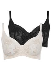 YOURSET 2 PACK Plus Size Black & White Underwired Bras | Yours Clothing 3