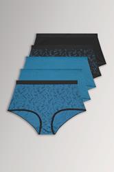 YOURS 5 PACK Plus Size Teal Blue Shooting Star Full Briefs | Yours Clothing 3