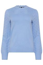 M&Co Blue Pointelle Sleeve Jumper