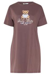 YOURS Plus Size Chocolate Brown 'Beary Sleepy'  Sleep Tee Nightdress | Yours Clothing 5