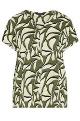 EVANS Plus Size Khaki Leaf Print Top | Evans 5