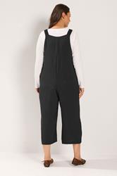 YOURS Plus Size Black Loose Fit Dungarees | Yours Clothing 2