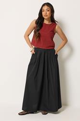 PixieGirl Petite Women's Black Cotton Poplin Maxi Skirt | PixieGirl 3
