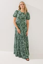 LTS Tall Women's Green Floral Tiered Cotton Maxi Dress | Long Tall Sally 2