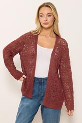 M&Co Berry Red Open Front Crochet Cardigan | M&Co 3