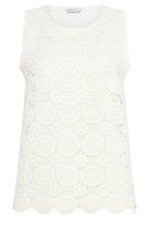 M&Co Ivory White Crochet Cotton Vest Top