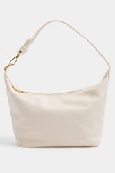 Cream Faux Leather Slouched Shoulder Bag