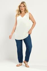 YOURS Plus Size White V-Neck Cami Vest Top | Yours Clothing 1