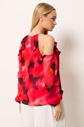 STAR Red Blurred Floral Cold Should Top | StarByJM 2