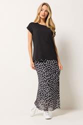 M&Co Black Polka Dot Mesh Maxi Skirt | M&Co 1