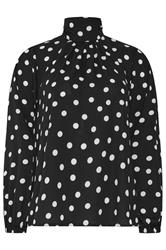 M&Co Black Polka Dot Tie Back Blouse