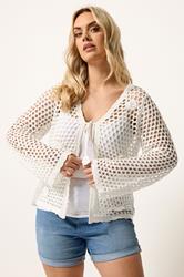 YOURS Plus Size Ivory White Flower Applique Cardigan | Yours Clothing 3