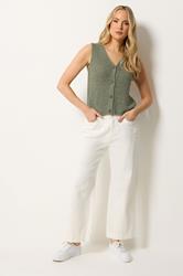 LTS Tall Women's Sage Green Button Knitted Vest Top | Long Tall Sally 2