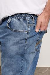 BadRhino Big & Tall Blue Washed Elasticated Waist Stretch Jeans | BadRhino 5