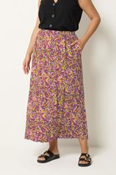 YOURS Plus Size Pink Floral Print Maxi Skirt | Yours Clothing  3