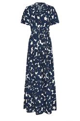 LTS Tall Indigo Blue Floral Tie Waist Maxi Dress
