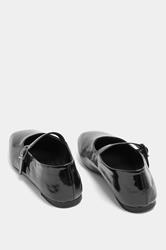 Black Patent Buckle Detail Mary Jane Flats In Wide E Fit | Yours Clothing 4