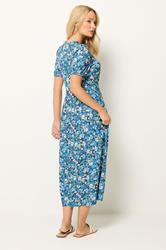 M&Co Blue Floral Short Sleeve Midi Dress | M&Co 2