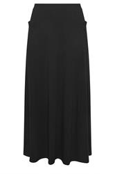 EVANS Curve Black Stretch Jersey Midaxi Skirt