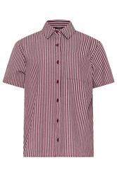 LTS Tall Burgundy Red Stripe Button Cotton Shirt