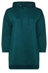 EVANS Plus Size Teal Green Luxe Drawstring Hoodie | Evans 1