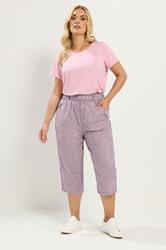 YOURS Plus Size Lilac Purple Paisley Cropped Trousers | Yours Clothing 1