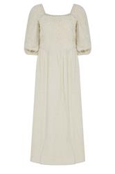 M&Co Petite Neutral Short Sleeve Embroidered Trim Maxi Dress | M&Co 1