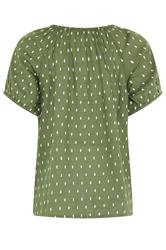 M&Co Petite Khaki Green Dobby Button Up Cotton Blouse | M&Co 2