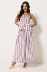 PixieGirl Petite Women's Burgundy Red Stripe Cami & Maxi Skirt Set | PixieGirl 1