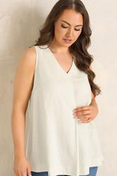 EVANS Plus Size White Premium Linen Vest Top | Evans 3