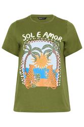 YOURS Plus Size Green 'Sol E Amor' Graphic T-Shirt | Yours Clothing 5