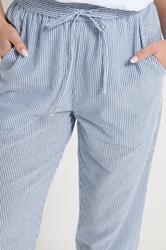 M&Co Blue Stripe Straight Leg Cropped Trousers | M&Co 5
