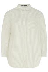 YOURS Curve Ivory White Stripe Button Shirt