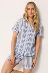 LTS Tall Women's Set Blue & White Stripe Shirt & Shorts | Long Tall Sally 3