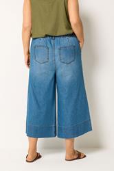 YOURS Plus Size Blue Cropped Deep Hem Jeans | Yours Clothing 4