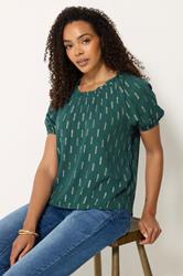 M&Co Teal Green Foil Detail Blouse | M&Co 3