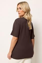 YOURS Plus Size Chocolate Brown Twist Front T-Shirt | Yours Clothing 2
