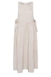 PixieGirl Petite Natural Brown Gingham Tie Side Pinafore Dress