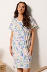 YOURS Plus Size Natural Brown Postcard Print Dipped Back Nightdress | Yours Clothing 3